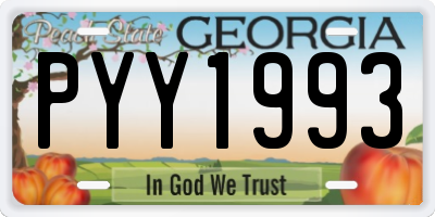 GA license plate PYY1993