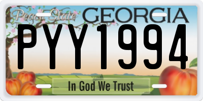 GA license plate PYY1994