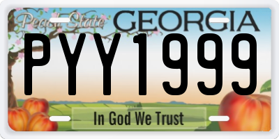 GA license plate PYY1999