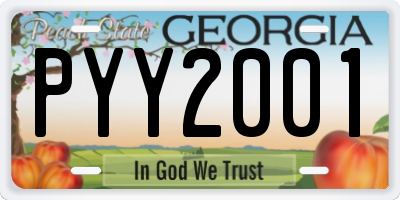 GA license plate PYY2001