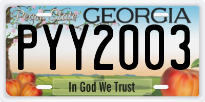 GA license plate PYY2003