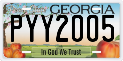 GA license plate PYY2005
