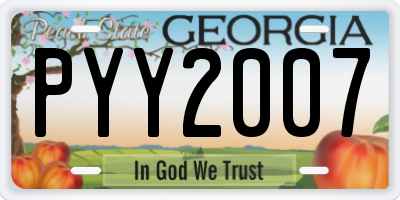 GA license plate PYY2007