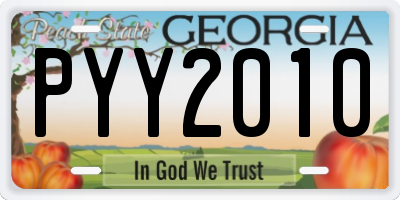 GA license plate PYY2010
