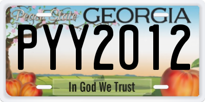 GA license plate PYY2012