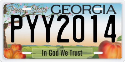 GA license plate PYY2014