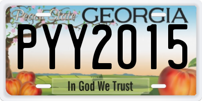 GA license plate PYY2015