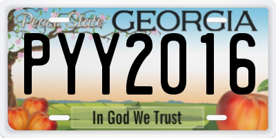 GA license plate PYY2016