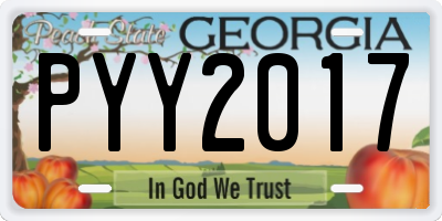 GA license plate PYY2017