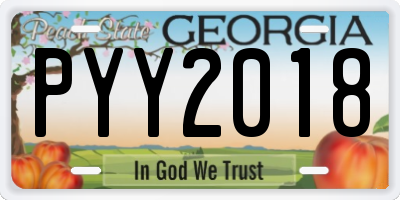 GA license plate PYY2018