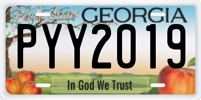 GA license plate PYY2019
