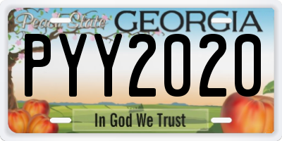 GA license plate PYY2020