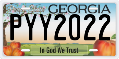 GA license plate PYY2022
