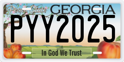 GA license plate PYY2025