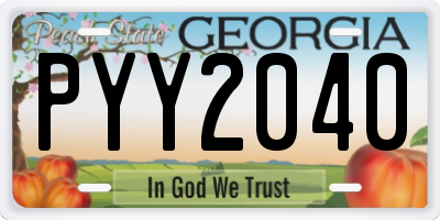 GA license plate PYY2040