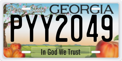 GA license plate PYY2049
