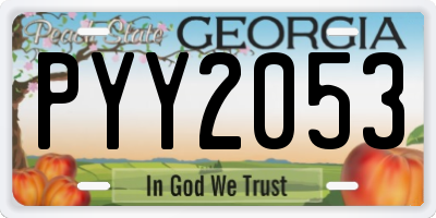 GA license plate PYY2053