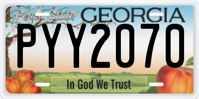 GA license plate PYY2070