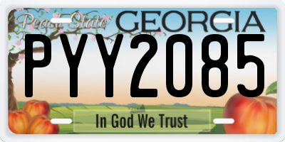 GA license plate PYY2085