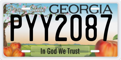 GA license plate PYY2087