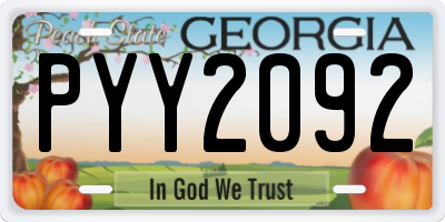 GA license plate PYY2092