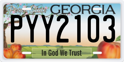 GA license plate PYY2103