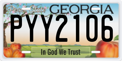 GA license plate PYY2106