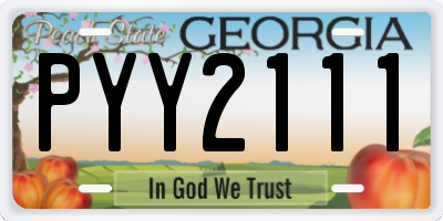 GA license plate PYY2111