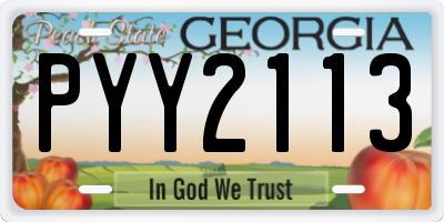 GA license plate PYY2113