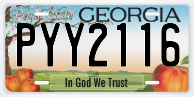 GA license plate PYY2116