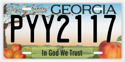 GA license plate PYY2117