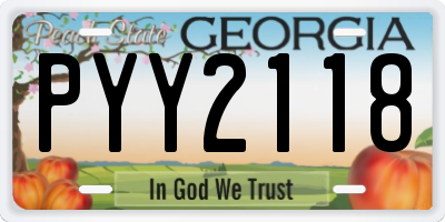 GA license plate PYY2118