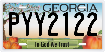 GA license plate PYY2122