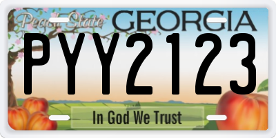 GA license plate PYY2123