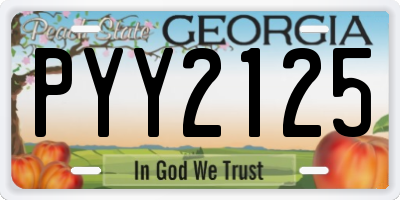 GA license plate PYY2125