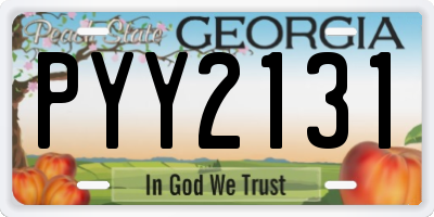 GA license plate PYY2131