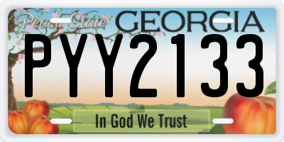 GA license plate PYY2133