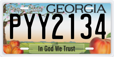 GA license plate PYY2134