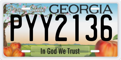 GA license plate PYY2136