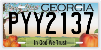 GA license plate PYY2137