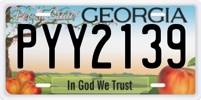 GA license plate PYY2139