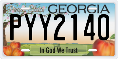 GA license plate PYY2140