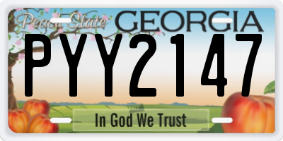 GA license plate PYY2147
