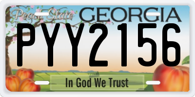 GA license plate PYY2156