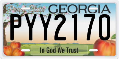 GA license plate PYY2170