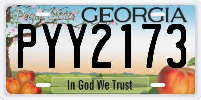 GA license plate PYY2173