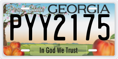 GA license plate PYY2175