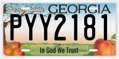 GA license plate PYY2181