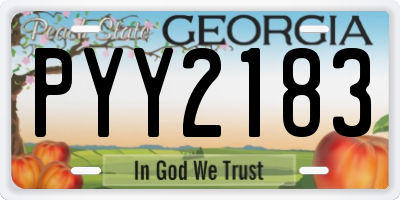 GA license plate PYY2183