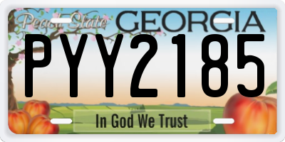 GA license plate PYY2185